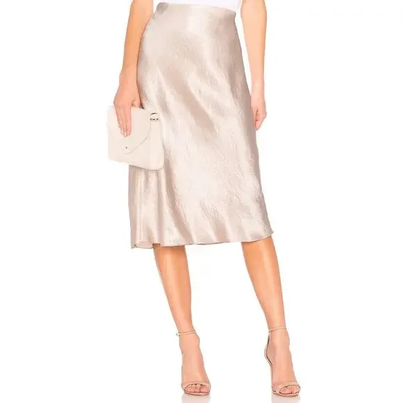 Aritzia Babaton Slip Satin Midi Skirt Size 4 in Denude Color NWOT - Picture 2 of 11